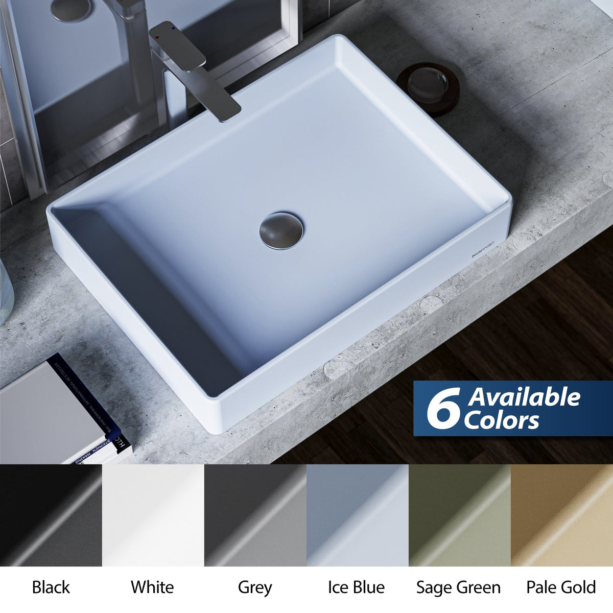 Ice Blue Spark Quartz Vessel Vanity Sink 23-5/8"