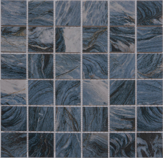 Granda II Explosion Blue 2x2 Porcelain Mosaic