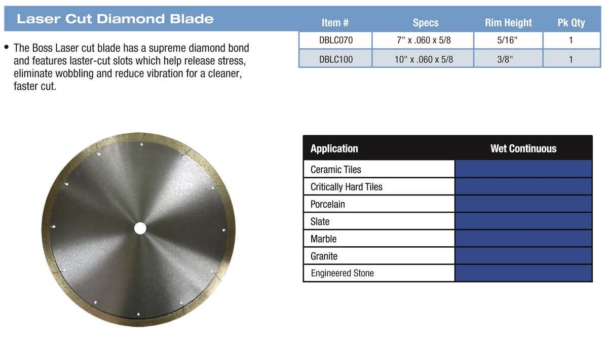Laser Cut Diamond Blade 10"