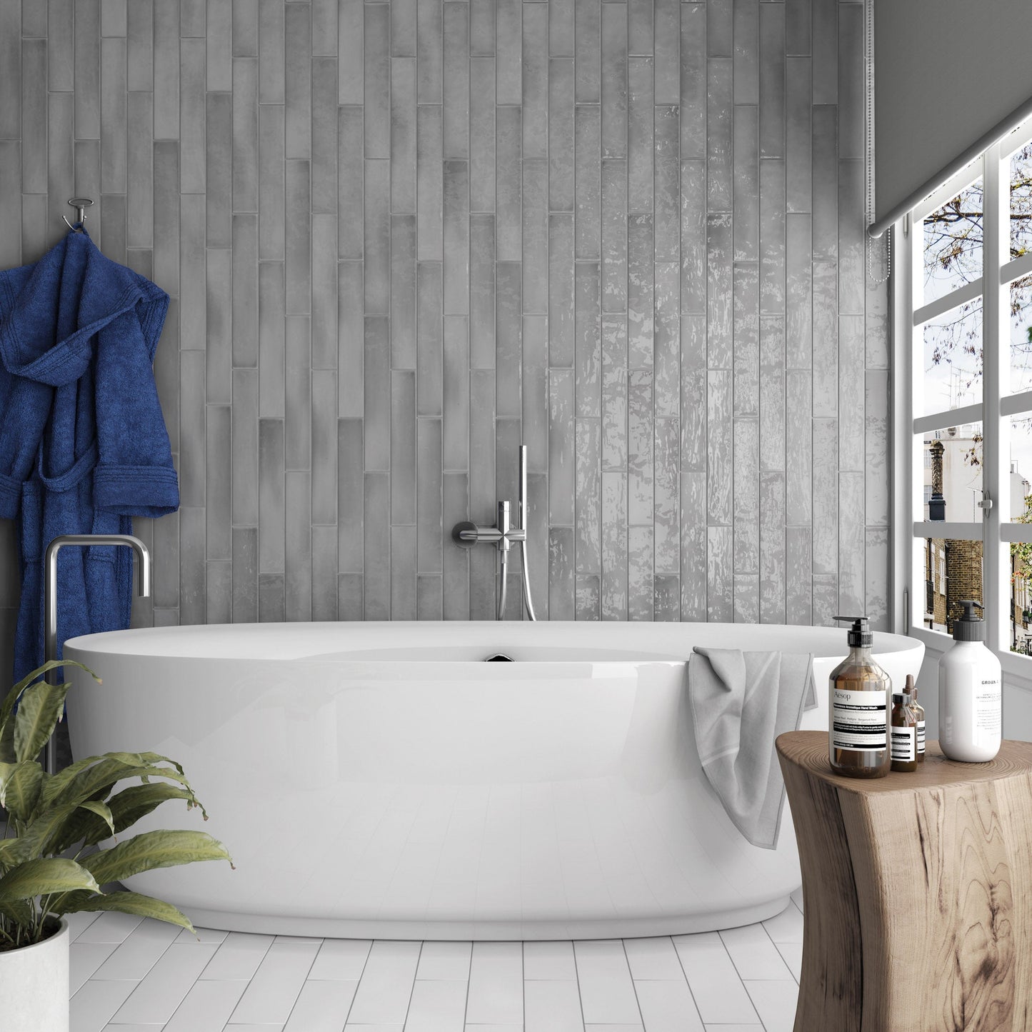 Manacor Mercury Grey 2.5x16 Ceramic Tile