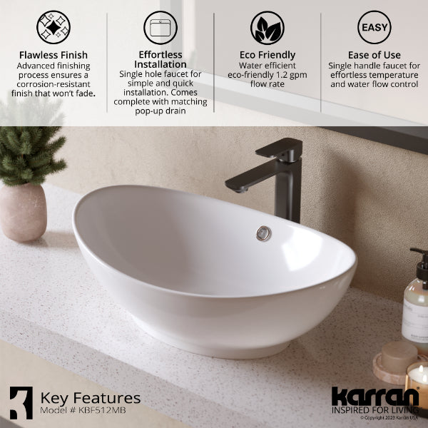 Matte Black Venda Single Hole Faucet 11-3/8"