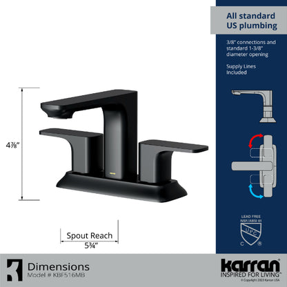 Matte Black Venda Two Hole Faucet 4-7/8"