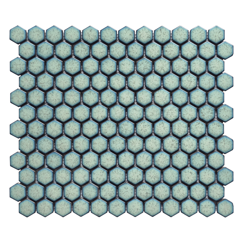 Hexagonal tile pattern in teal color on a white background