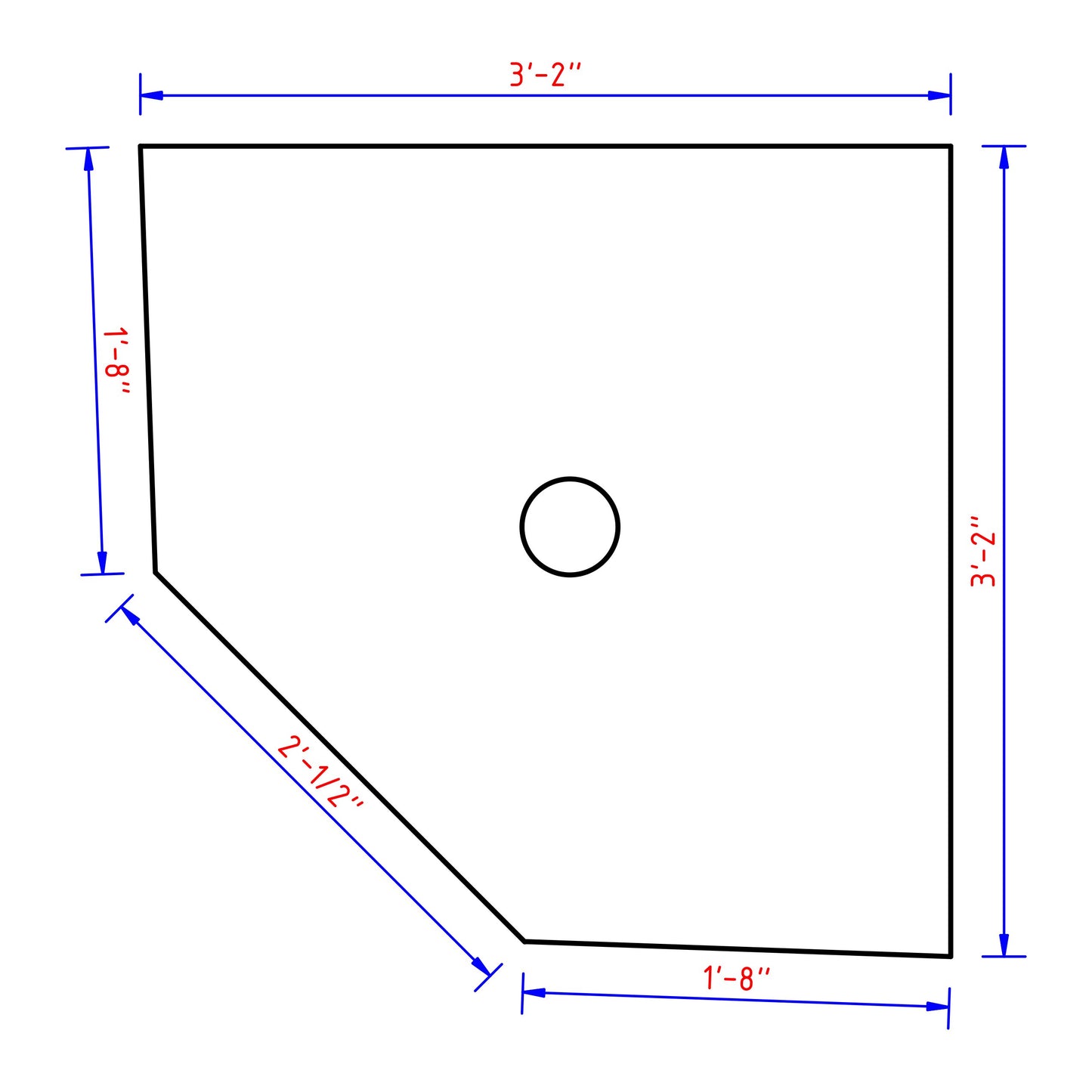 Neo Angle Shower Base 38" x 38"