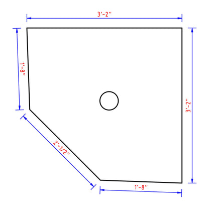 Neo Angle Shower Base 38" x 38"