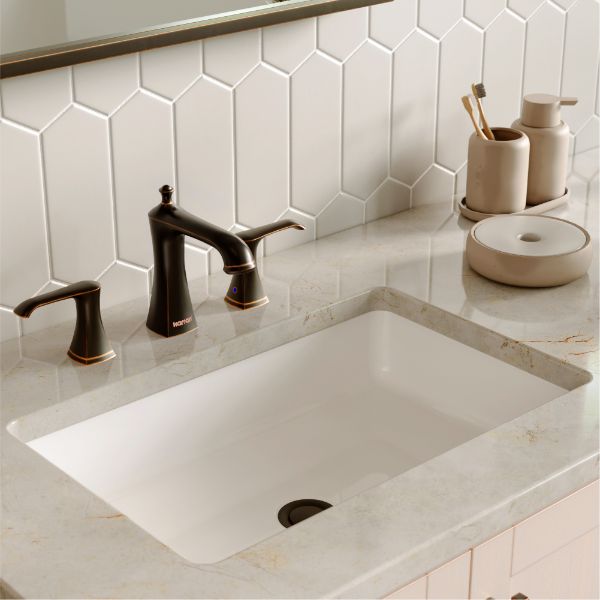 Oil-Rubbed Bronze Woodburn Three Hole Faucet 6-1/4"