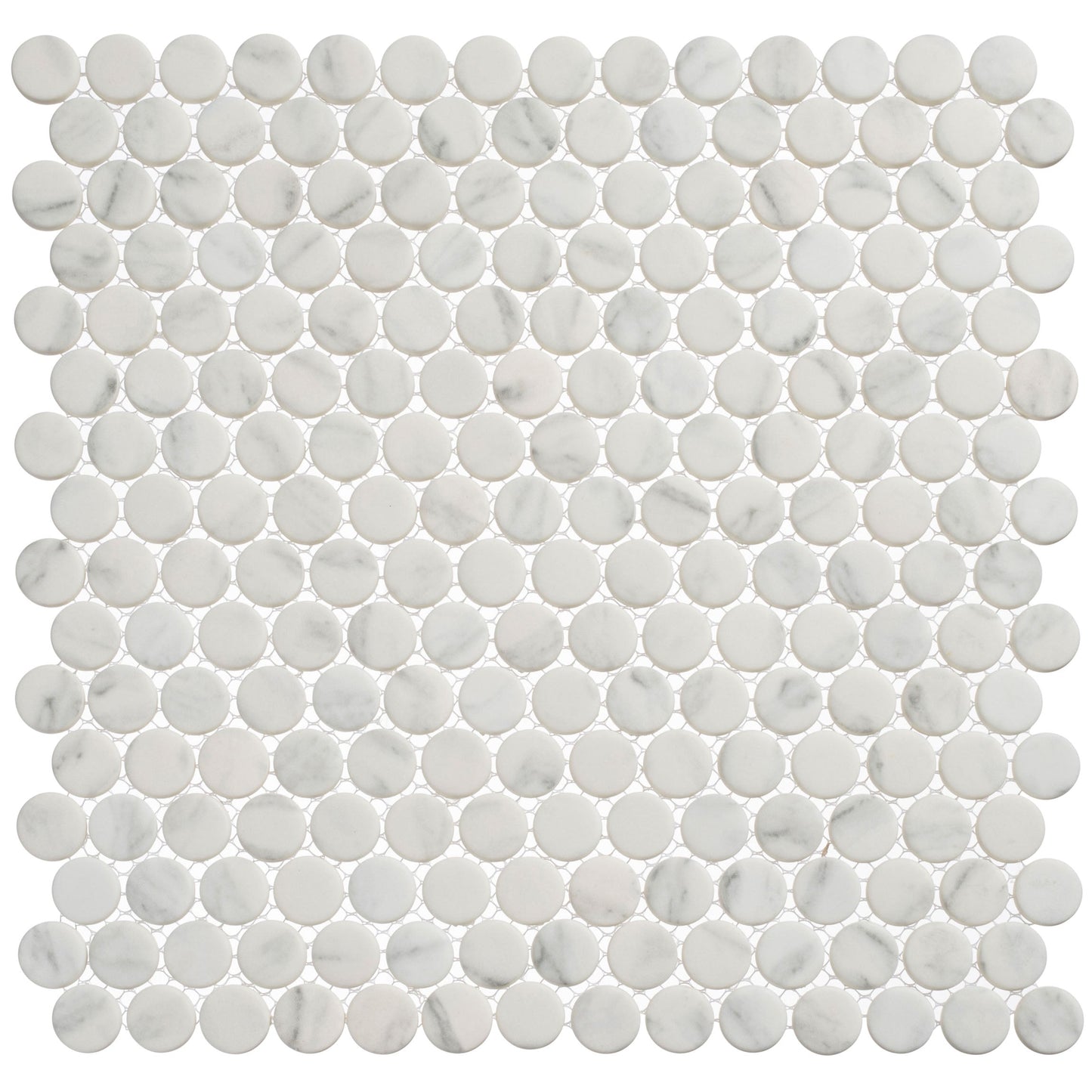 Polka Dots Jasmine Delight 12x12 Penny Round Glass Mosaic