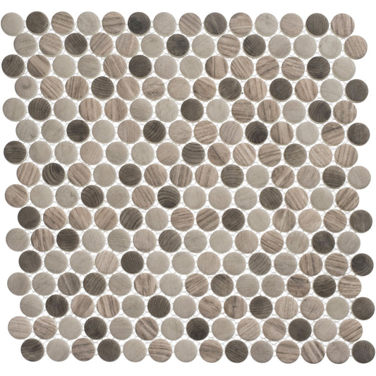 Polka Dots Southern Trail 12x12 Penny Round Glass Mosaic