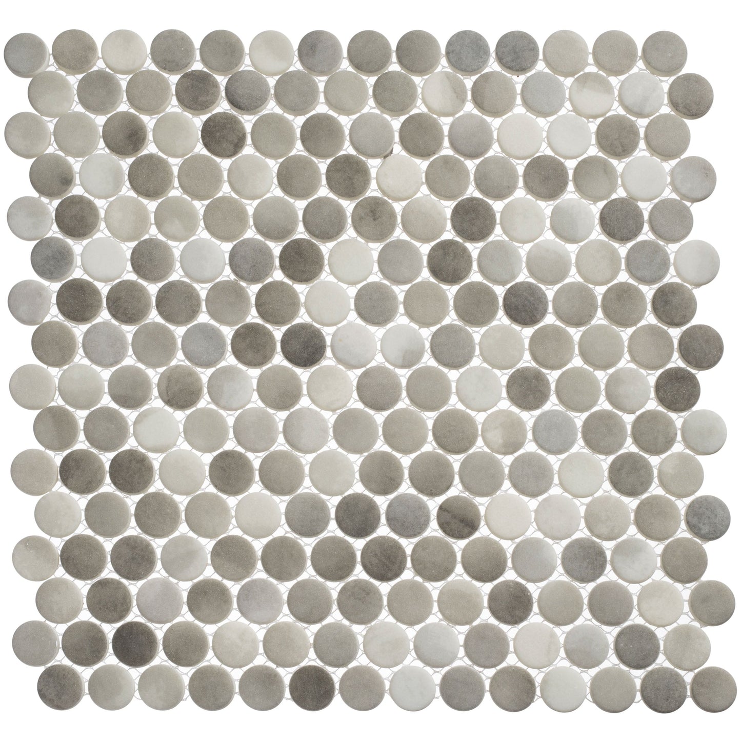 Polka Dots Enlightened Sky 12x12 Penny Round Glass Mosaic