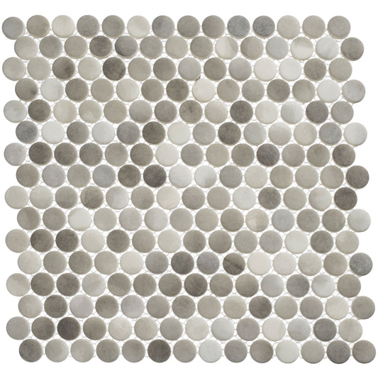Polka Dots Enlightened Sky 12x12 Penny Round Glass Mosaic