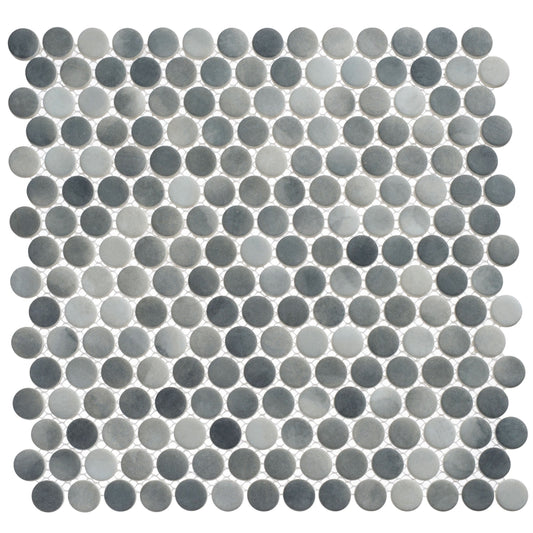 Polka Dots Ombre Reef 12x12 Penny Round Glass Mosaic