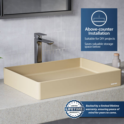 Pale Gold Spark Quartz Vessel Vanity Sink 23-5/8"