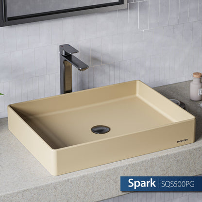 Pale Gold Spark Quartz Vessel Vanity Sink 23-5/8"