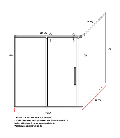 Panel Slider With Return 73-1/8"x36-7/8"x76"