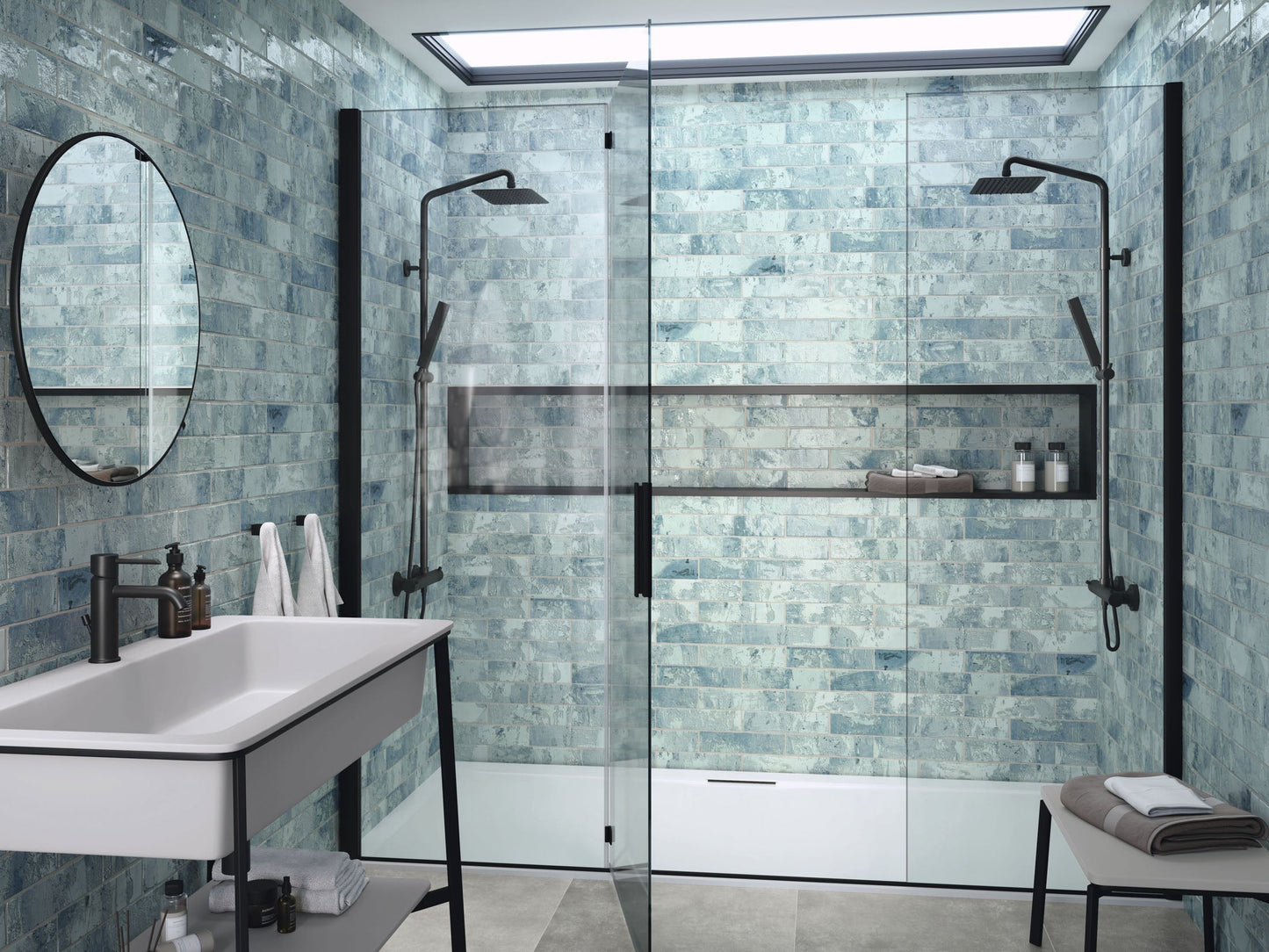Rain Drops Teal Sky 3x12 Ceramic Tile