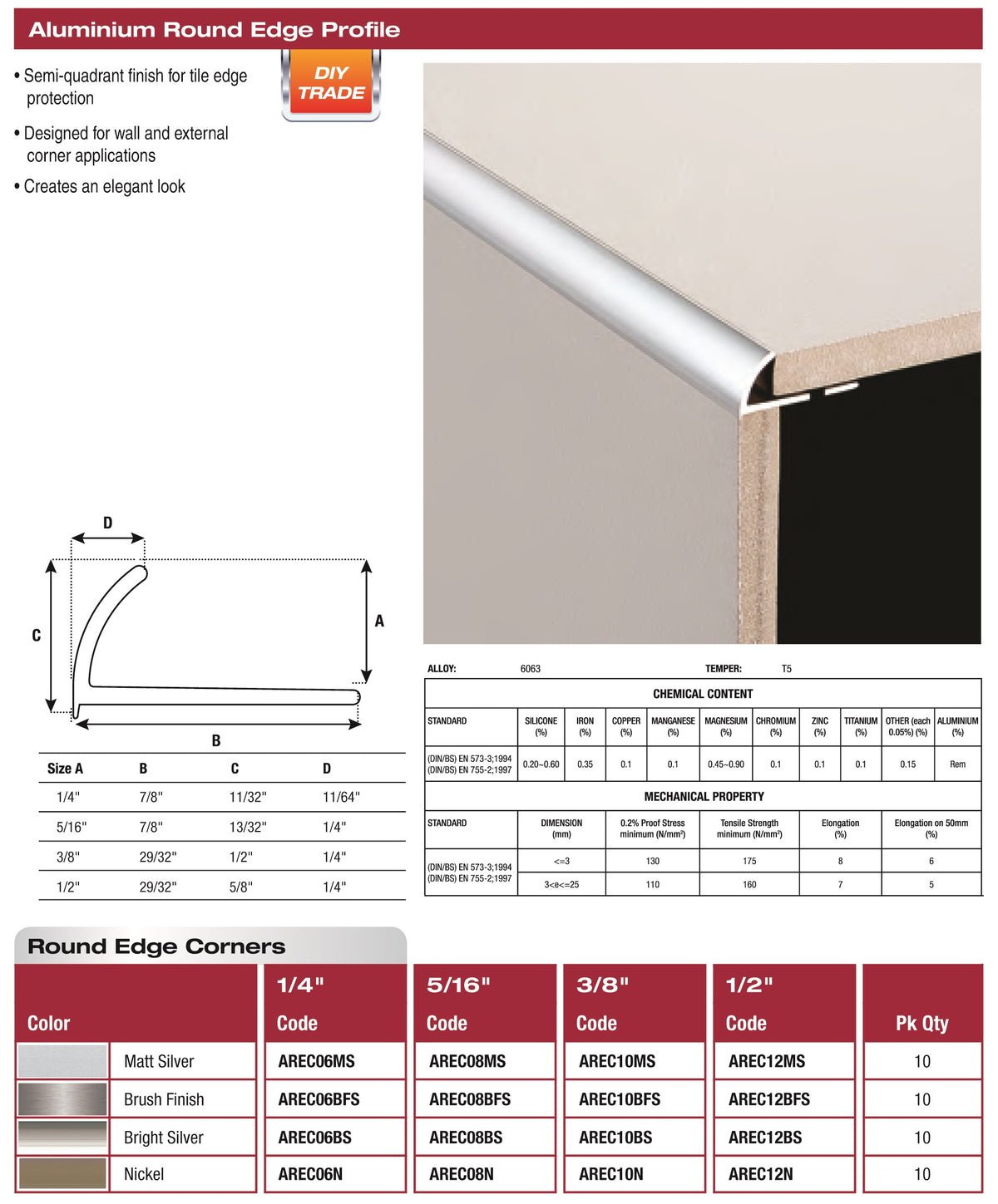 Round Edge Corner 5/16" Satin Nickel