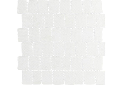 White square tiles arranged in a grid pattern on a white background