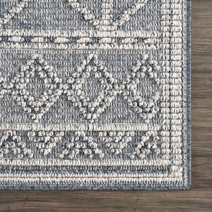 Diah Gray Blue Textured Trellis Rug - Limited Edition