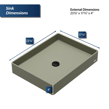 Sage Green Spark Quartz Vessel Vanity Sink 23-5/8"