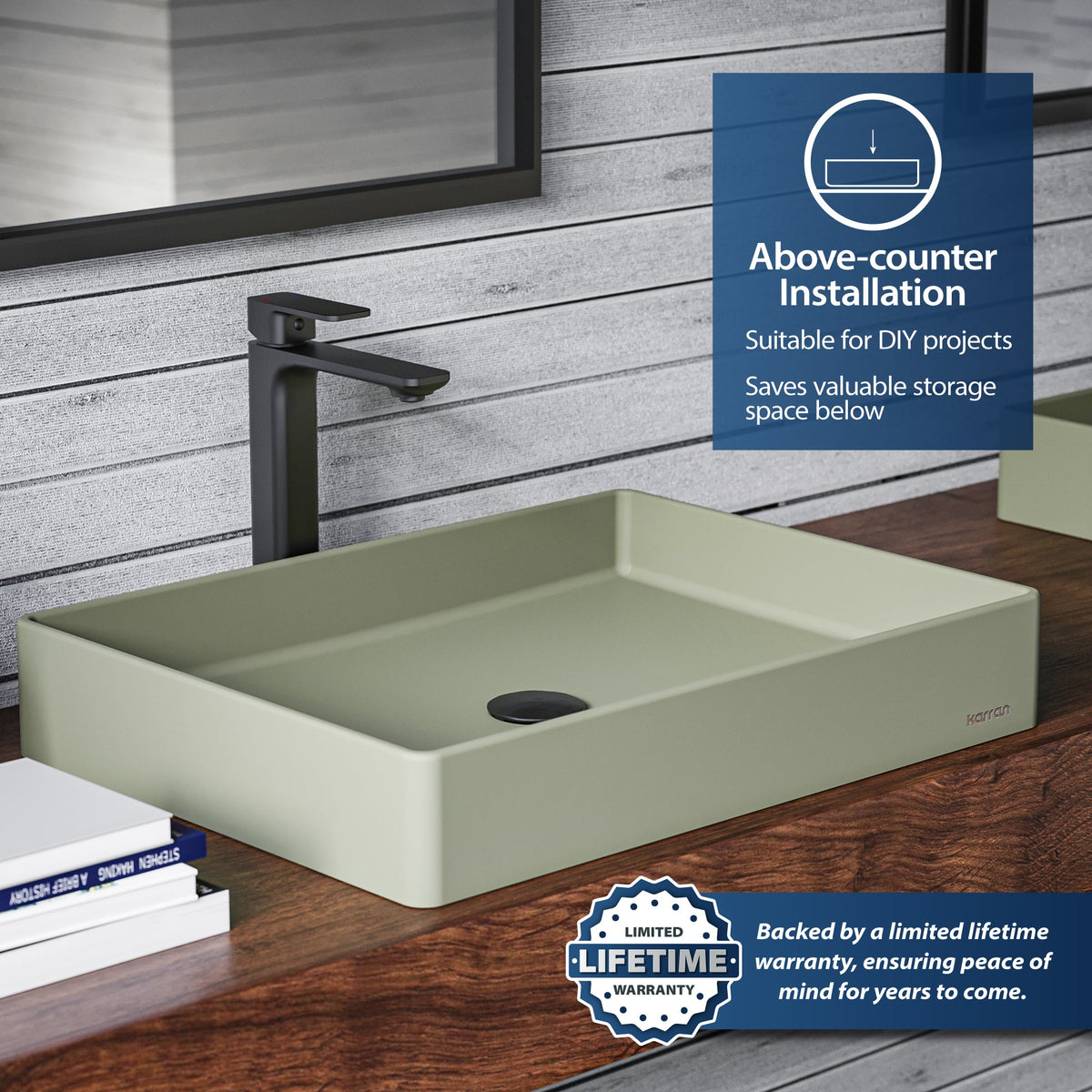 Sage Green Spark Quartz Vessel Vanity Sink 23-5/8"