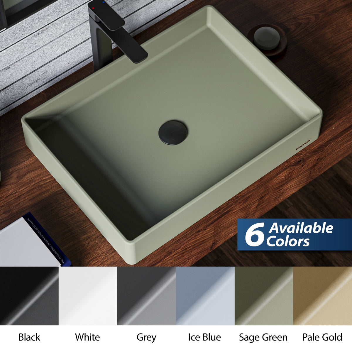 Sage Green Spark Quartz Vessel Vanity Sink 23-5/8"