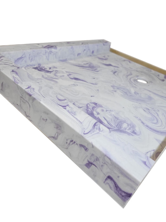 Shower Base 36" x 60" Purple on White Corner