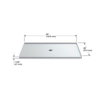 Shower Base 36x66 Center Drain