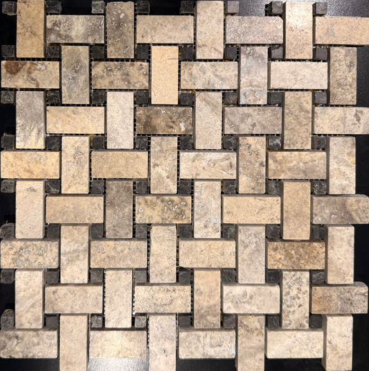 Silver Black Basket Weave 12x12 Honed