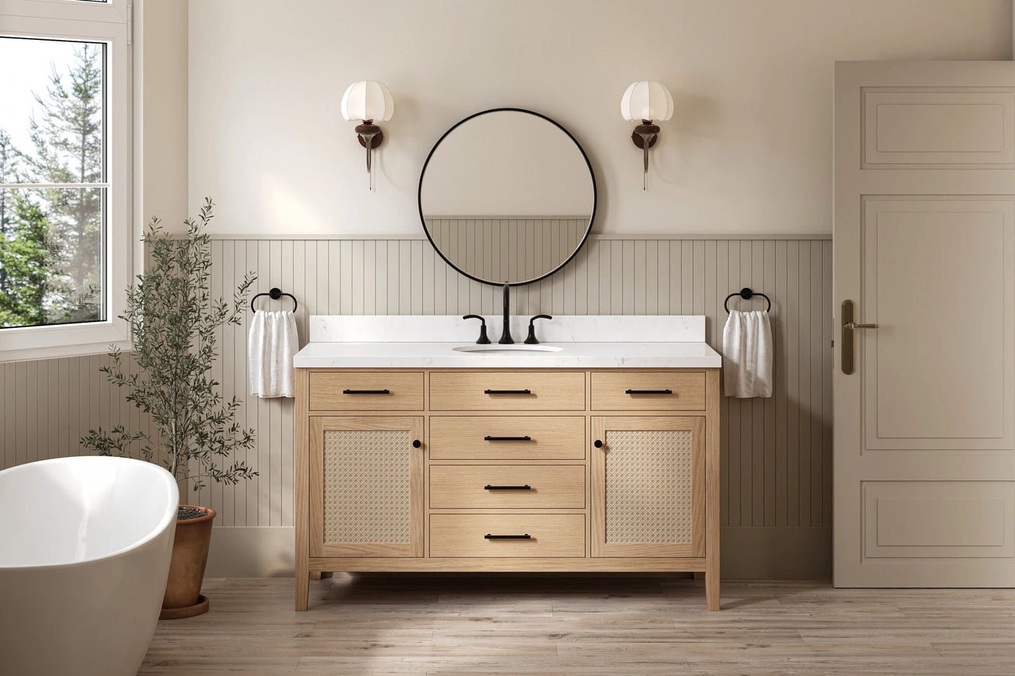 Single Sink White Oak 60" Vanity