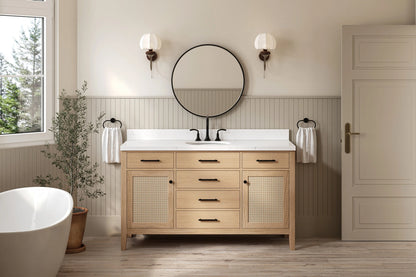 Single Sink White Oak 60" Vanity