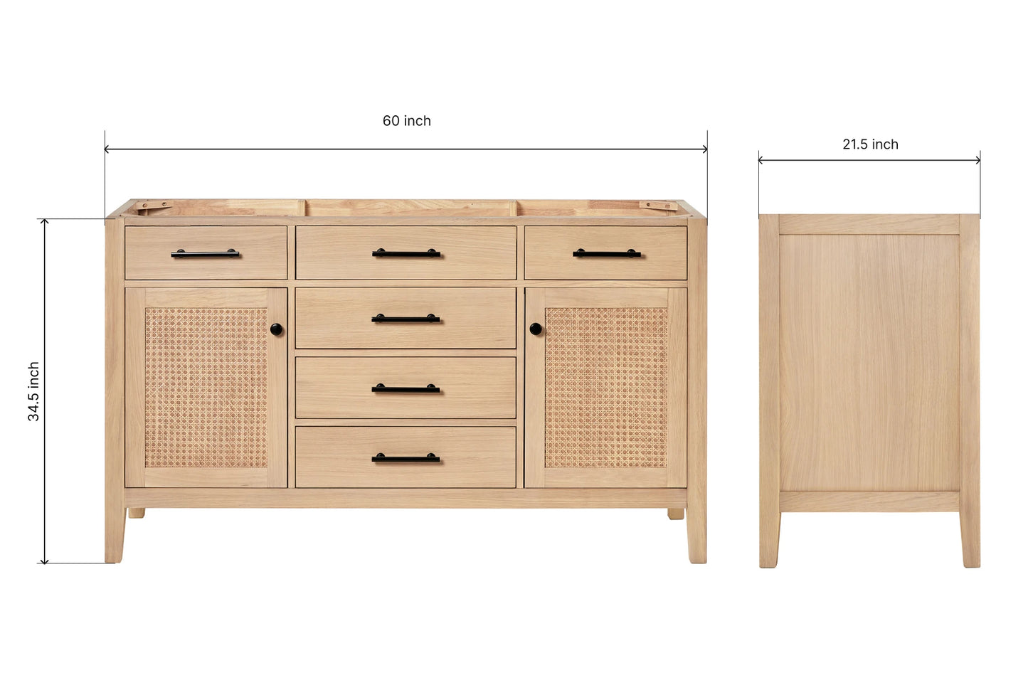 Single Sink White Oak 60" Vanity