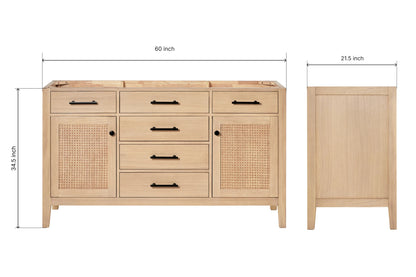 Single Sink White Oak 60" Vanity