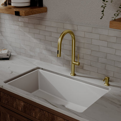 Spot-Free Brushed Gold Brynford Faucet 17-1/8"