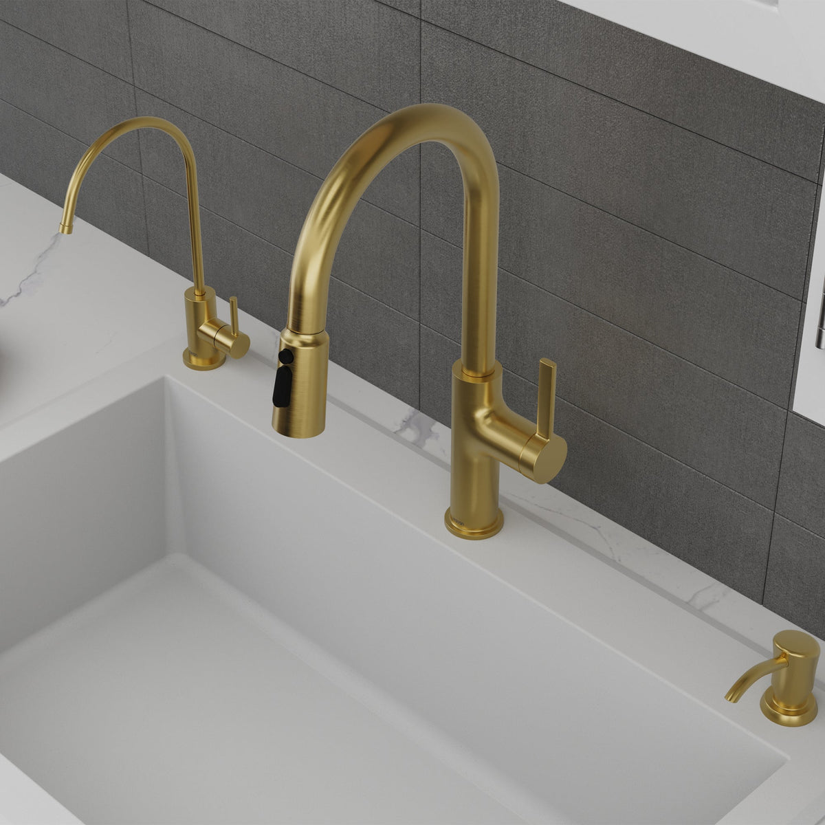 Spot-Free Brushed Gold Stalbridge Faucet 17-1/8"