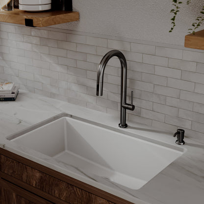 Spot-Free Gunmetal Grey Brynford Faucet 17-1/8"