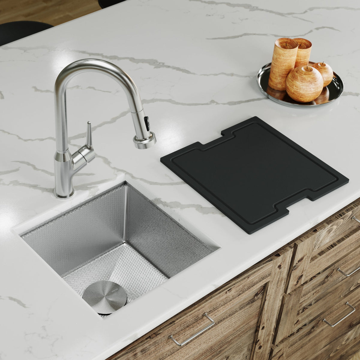 Stainless Steel Bar/Prep Bowl Undermount Workstation Sink 17"