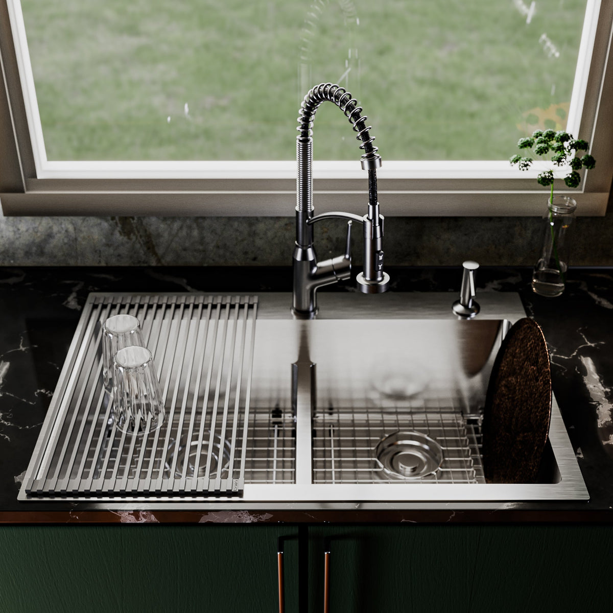 Stainless Steel Double Bowl Top Mount 16ga Sink 33"