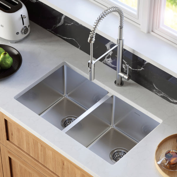 Stainless Steel Double Equal Bowl Undermount Sink 30"