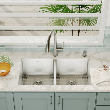 Stainless Steel Double Equal Bowl Undermount Sink 32"