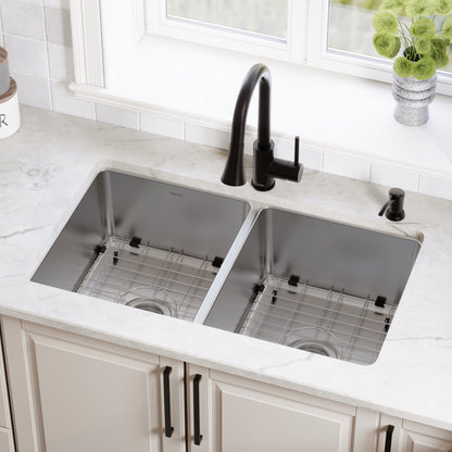 Stainless Steel Double Equal Bowl Undermount Sink 32"