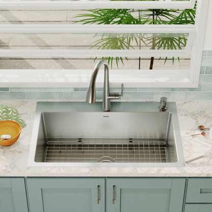 Stainless Steel Large Single Bowl Top Mount Sink 33"