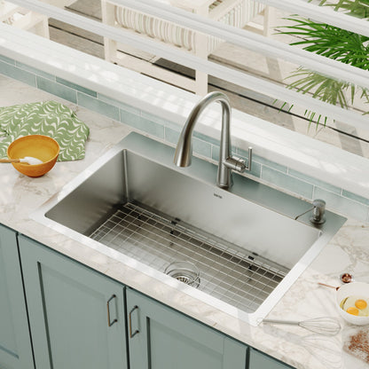 Stainless Steel Large Single Bowl Top Mount Sink 33"