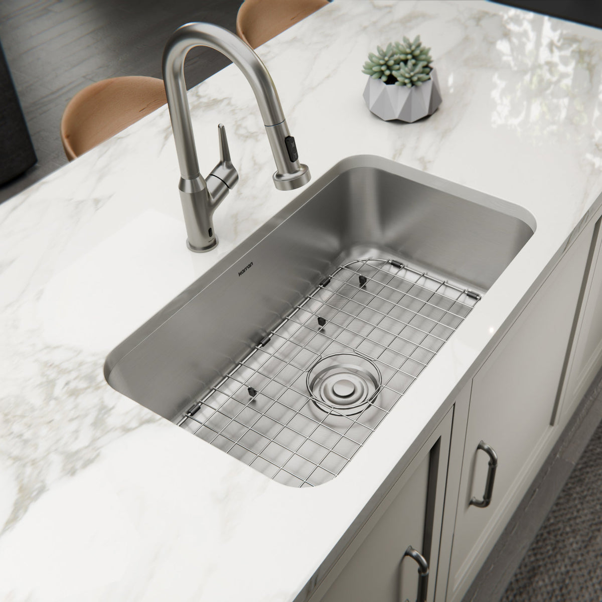 Stainless Steel Large Single Bowl Undermount Sink 29-3/4"