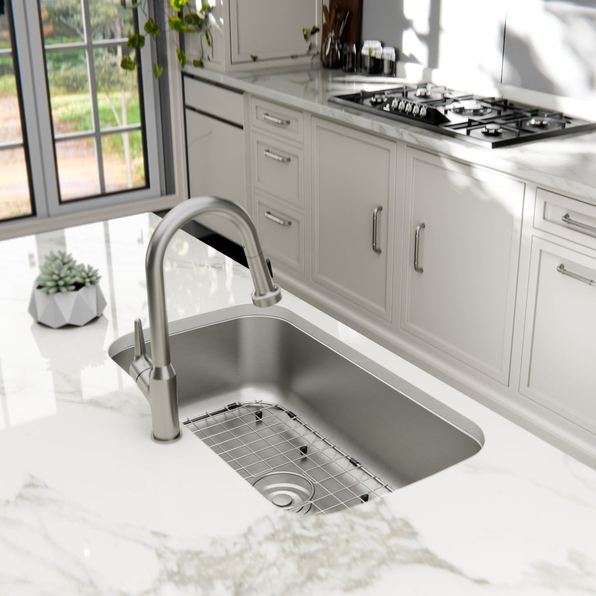 Stainless Steel Large Single Bowl Undermount Sink 32-3/8"