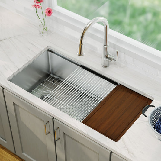 Stainless Steel Large Single Bowl Undermount Workstation Sink 36"