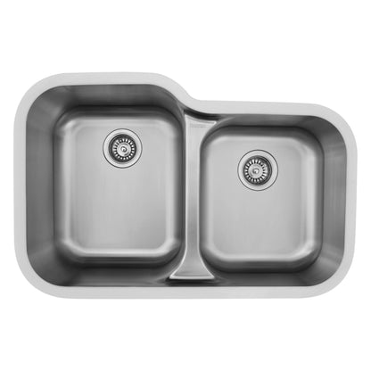 Stainless Steel Large/Small Bowl Seamless Undermount Sink 32-1/2"