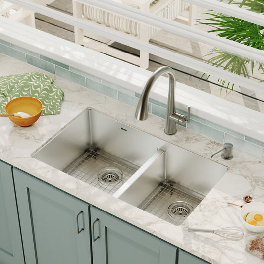 Stainless Steel Large/Small Bowl Undermount Sink 32"