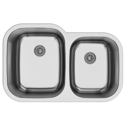Stainless Steel Large/Small Bowl Undermount Sink Large Bowl Right 31-1/2"