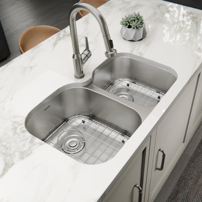 Stainless Steel Large/Small Bowl Undermount Sink Large Bowl Right 31-1/2"