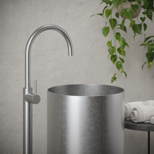 Stainless Steel Pedestal Vanity Sink 15"